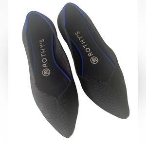 Rothy's The Point ll Women's Black Flats with Blue Trim Size 6.5 Casual
